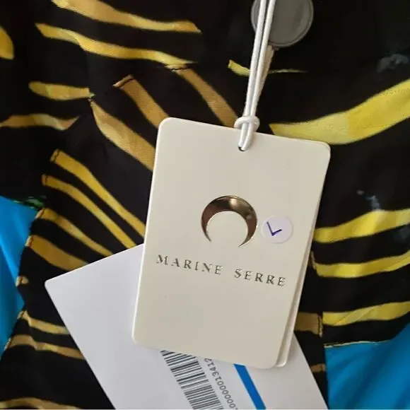 Marine Serre printed mixed media asymmetrical midi dress $1745 NWT Sz L - Picture 14 of 16